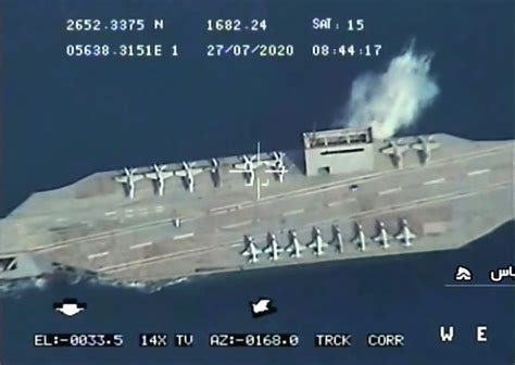 Iran Blow Up Up Dummy Us Aircraft Carrier With Missiles In Strait Of