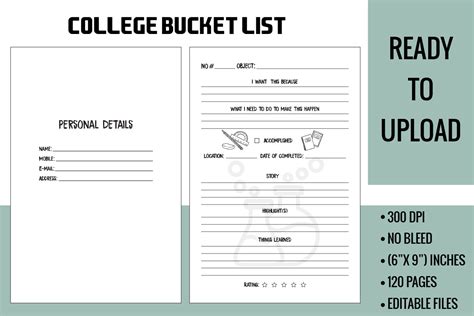 College Bucket List KDP Interior Graphic by dvect_artist · Creative Fabrica