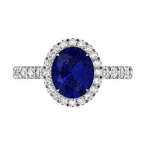 Oval Sapphire Engagement Ring Halo Diamond Band