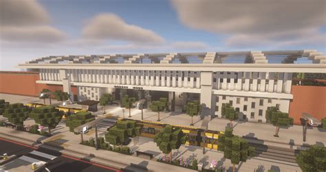 Modern Train Station On A Viaduct Rminecraft