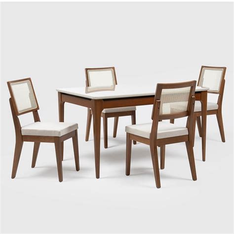 Comedor 4 Sillas Mesa Rectangular 90x77x135 Cm Off White Sodimac