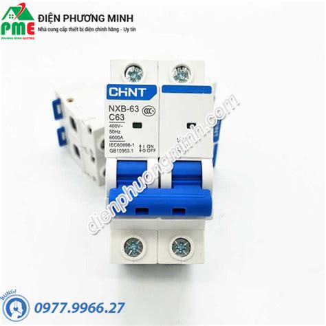 Cầu dao tự động MCB Chint NXB 63 1 2 3 4 5 6 50 63A 6KA 2P