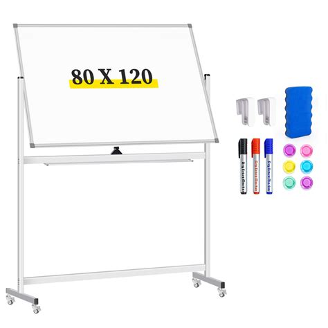 Maxtek Rolling Whiteboard On Wheels Magnetic Double Sided Easel White