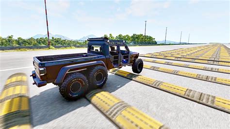 Cars Vs 100 Speed Bumps 150 Km H L BeamNG Drive Car Crashes YouTube