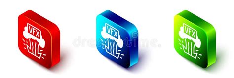 Isometric Vfx Icon Isolated On White Background Red Blue And Green