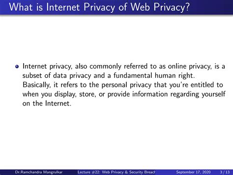 Lecture #22: Web Privacy & Security Breach | PPT