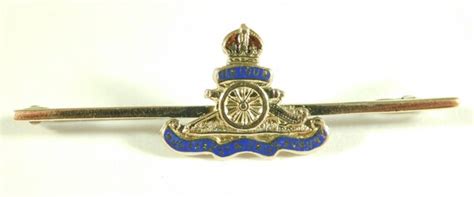 Antique Ww1 Period 9ct Gold And Enamel Royal Artillery Gem