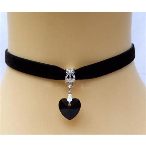 2016 Black Velvet Choker Necklace Women Crystal Love Heart Chocker Pink