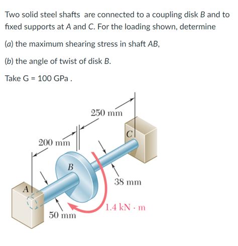 Solved Two Solid Steel Shafts Are Connected To A Coupling Chegg