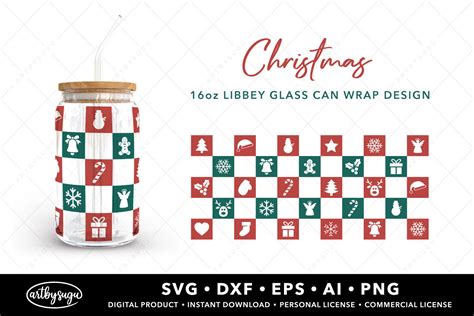 Christmas Libbey Can Wrap Svg Design Graphic By Artbysugu Creative