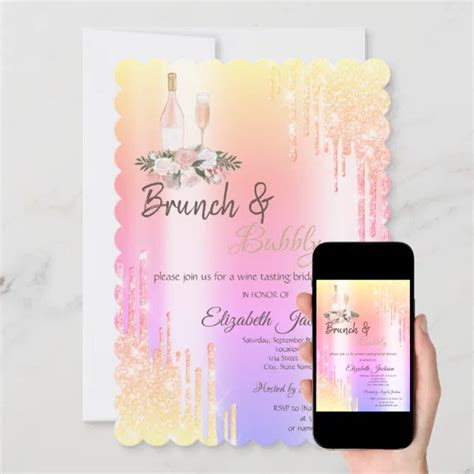 Drips Brunch And Bubbly Ombre Bridal Shower Invitation Zazzle