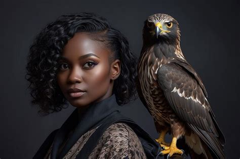 Premium Photo Photograph Of A Dark Skinned Woman With A Hawk