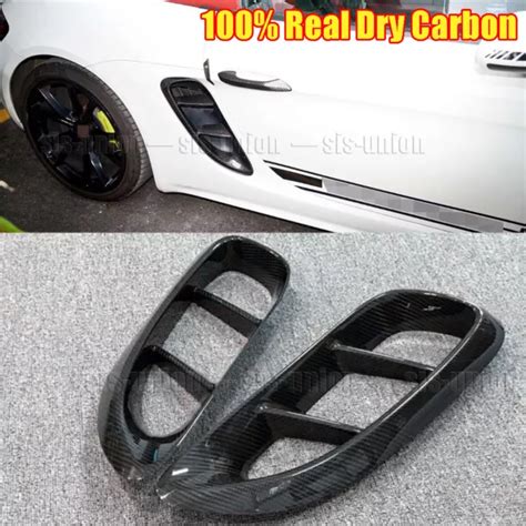 DRY CARBON FIBER Fender Side Air Vent Outlet Trim For Porsche 718