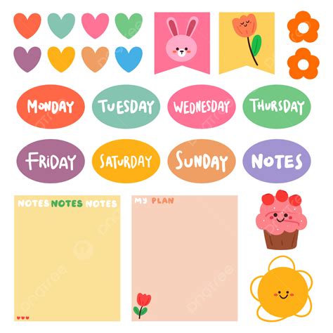 Cute Planner And Journal Sticker Note Paper Vector Planner Sticker