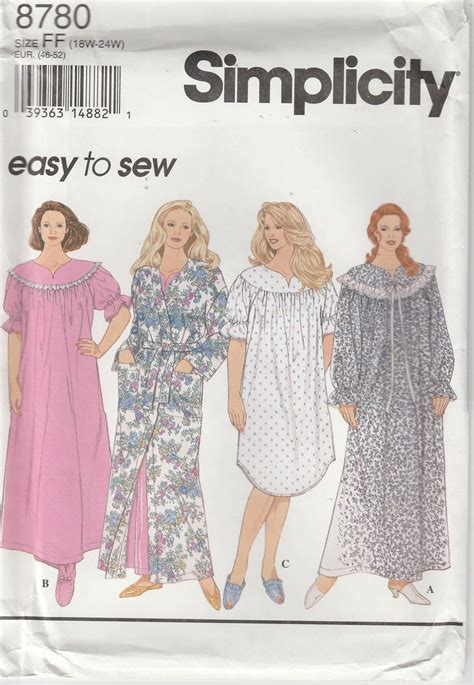 Easy Nightgown Pattern Short Long Robe Misses Size W W W