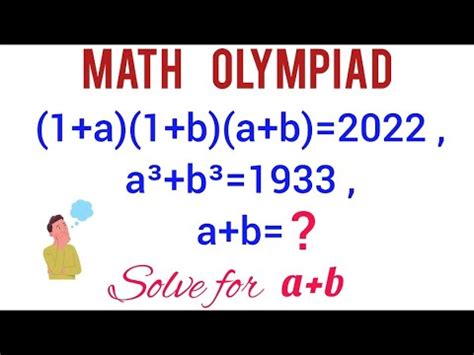 Mathematical Olympiad Solve For A B Math Olympiad