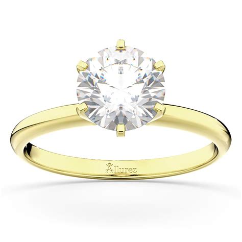 Six Prong 14k Yellow Gold Solitaire Engagement Ring Setting Ur171