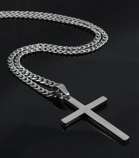 Silver Cross Necklace for Men Silver Cross Pendant Necklace | Etsy