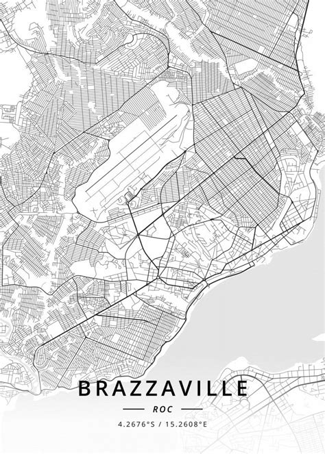 Brazzaville Roc Poster Picture Metal Print Paint By Designer Map