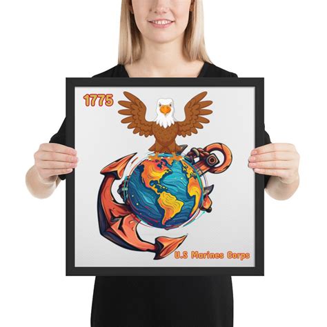 Usmc Cartoon Framed Photo Paper Poster Etsy
