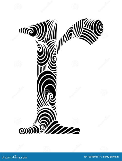 Zentangle Stylized Alphabet Letter R In Doodle Style Stock