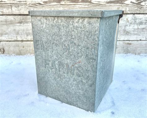 Antique Galvanized Milk Box East Malta Farms Pa Dairy Farm Etsy