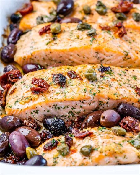 Easy Mediterranean Baked Salmon Healthy Fitness Meals