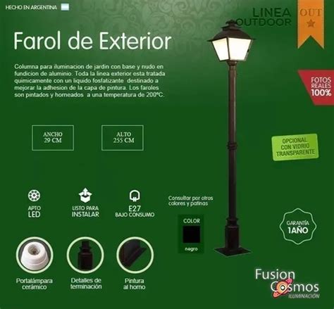 Farol Colonial C Columna P Jardin Pie En Aluminio Exterior