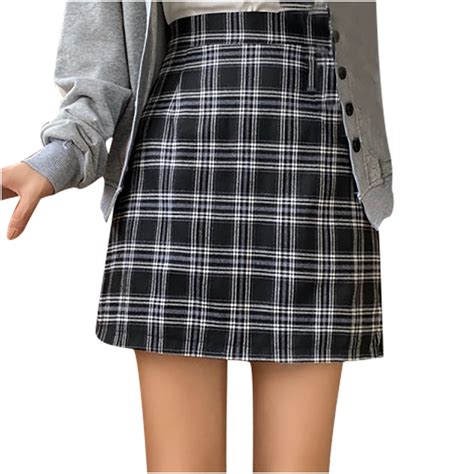 Labakihah plaid skirts for women Fashion Women Mini Plaid Printed Skirt ...