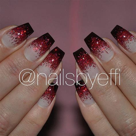 Ombre Red Glitter Tip Nails - You'll have plenty of shade options for ...