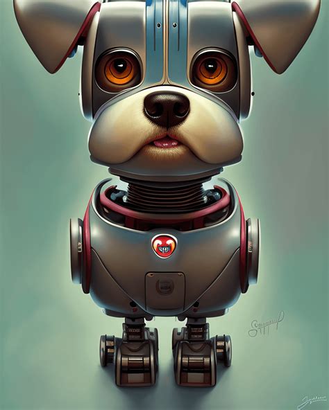 Cute Robot Dog Portrait · Creative Fabrica