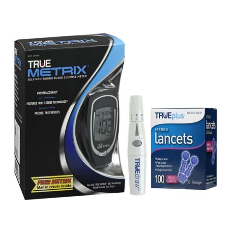 True Metrix Blood Glucose Meter Lancet 100 Ct And Lancing Device