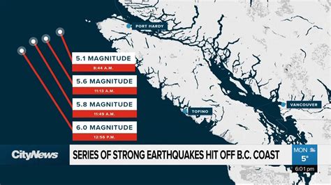 Series Of Strong Earthquakes Hit Off B C Coast YouTube