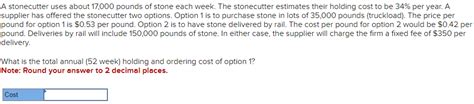 Solved A stonecutter uses about 17,000 pounds of stone each | Chegg.com