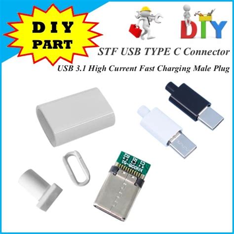 Stf Usb Type C Connector Usb 3 1 High Current Fast Charging Male Plug สำหรับ Diy Shopee Thailand