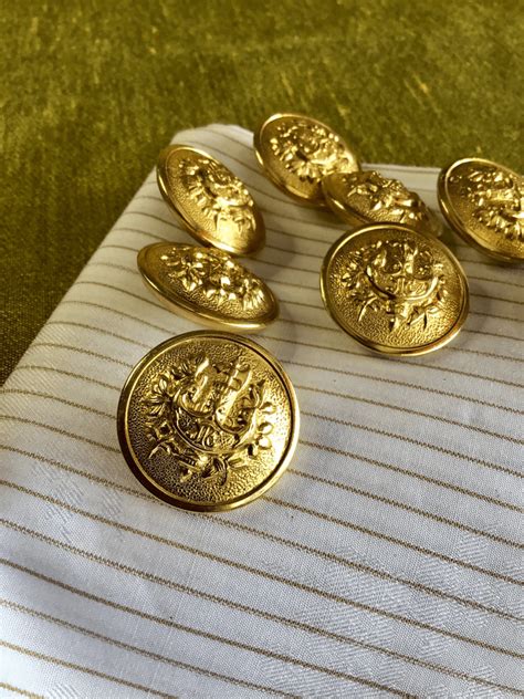 Gold Metal Crest Button Mm L Vintage Blazer Buttons