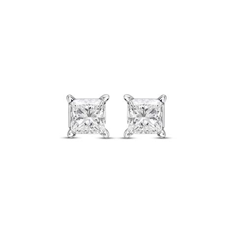 Certified Princess Cut Diamond Solitaire Stud Earrings 12 Ct Tw 14k