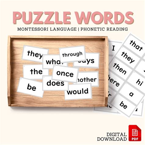 PUZZLE Words Montessori Language Dwyer Approach Sight Words Montessori