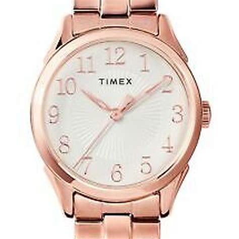 Timex Tw2t45600 Womens Briarwood Indiglo Rose Gold Tone Bracelet Easy