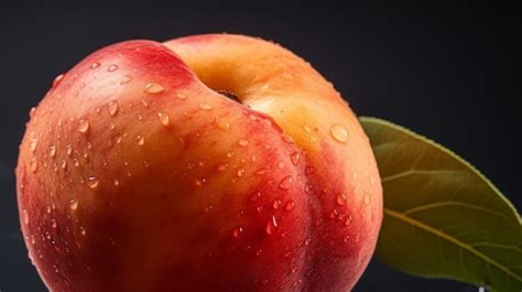 Premium Ai Image Generative Ai Fresh Peach Fruit With Water Droplets