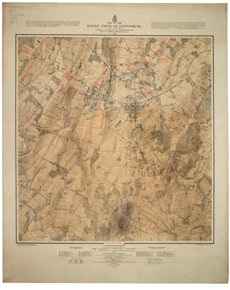 Map Of The Battle Field Of Gettysburg July 1st 2nd 3rd 1863