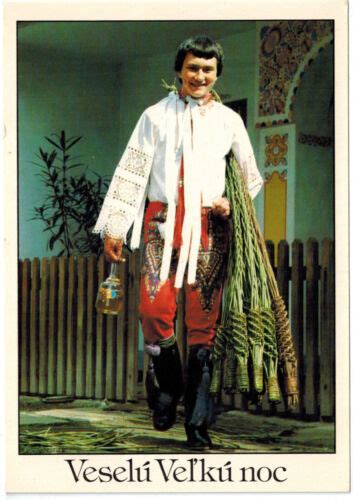 Postcard Czech Easter Greeting Moravian Folk Costume Ethnic Kroj