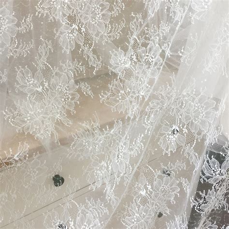 Yard Off White Clear Sequin Bridal Veil Lace Fabric Wedding Etsy