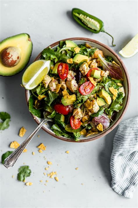 Guacamole Greens Salad With Cilantro Lime Jalapeño Vinaigrette A Beautiful Plate