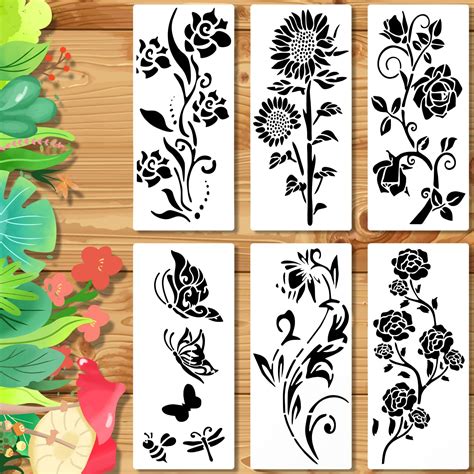 Amazon.com : 6pcs Garden Fence Large Flower Stencils, Flower Painting ...