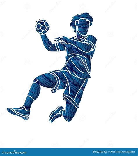 Handball Sport Male Player Action Cartoon Graphic Vector Stock Vector