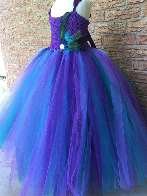 Purple Plum Peacock Wedding Peacock Flower Girl Dress Teal | Etsy