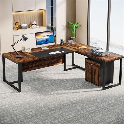 Amazon Tribesigns 70 Inches Executive Desk With File Cabinet