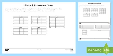 Phase 2 Phonics Letters And Sounds Assessment Sheets