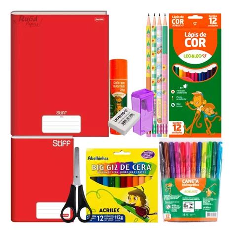 Kit Material Escolar Barato Caderno Brochur O Volta As Aulas Frete Gr Tis